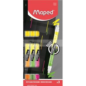 Szövegkiemelő készlet, 1-5 mm, kétvégű, MAPED "Fluo Peps Duo", vegyes színek