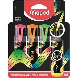 Szövegkiemelő készlet, 1-5 mm, MAPED "Fluo Peps Flex", 4 különböző szín
