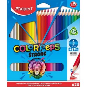 Színes ceruza készlet, háromszögletű, MAPED "Color`Peps Strong", 24 különböző szín