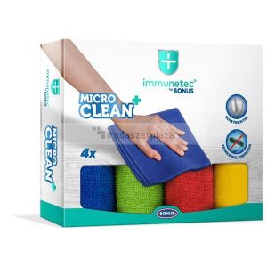 Törlőkendő, mikroszálas, 4 db, BONUS "MicroCLEAN Plus Immunetec"