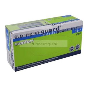 Védőkesztyű, egyszer használatos, nitril, S méret, 100 db, púder nélküli