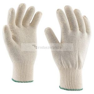 Védőkesztyű, kötött, pamut, 12-es méret, fehér