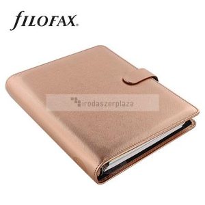Kalendárium, gyűrűs, betétlapokkal, A5 méret, FILOFAX, "Saffiano Metallic", rózsaarany