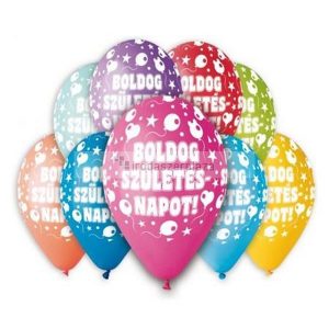 Léggömb, 30 cm, "Boldog Születésnapot", lufis