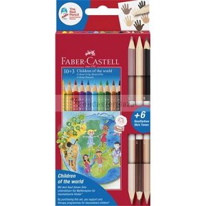 Színes ceruza készlet, háromszögletű, FABER-CASTELL "Children of the world", 10 + 6különböző szín