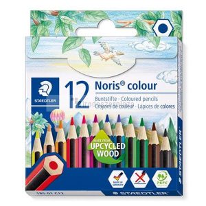Színes ceruza készlet, hatszögletű, félhosszú, STAEDTLER "Noris Colour 185", 12 különböző szín
