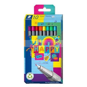 Tűfilc készlet, 0,3 mm, STAEDTLER "Triplus® fineliner 334 Happy", 10 különböző szín