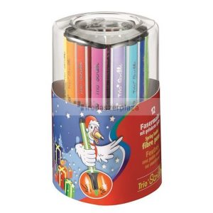 Filctoll készlet, 1,5-2 mm, rugós hegy, STABILO "Trio Scribbi", 12 különböző szín