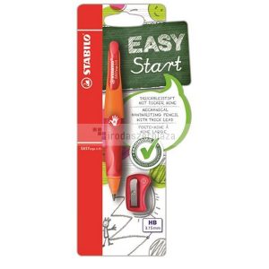 Nyomósirón, 3,15 mm, jobbkezes, ajándék hegyezővel, STABILO "EasyErgo Start", narancssárga/piros
