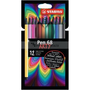 Rostirón készlet, 1 mm, STABILO "Pen 68 ARTY", 12 különböző szín