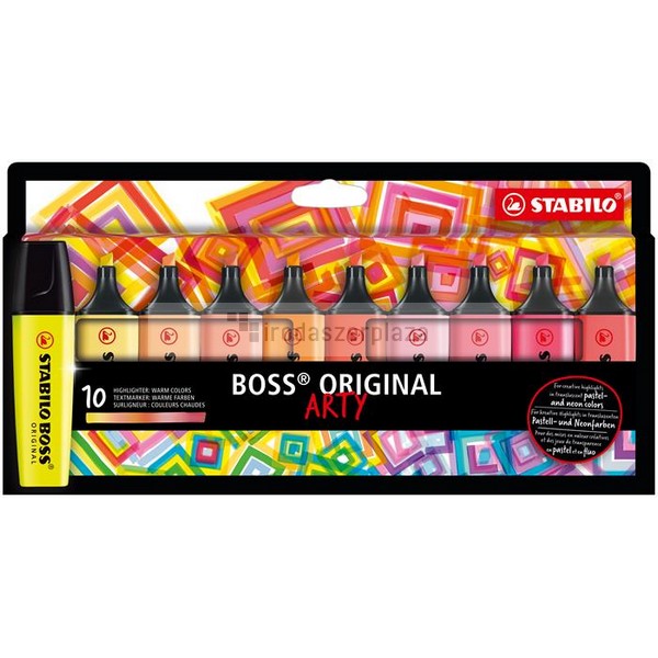 Szövegkiemelő készlet, 2-5 mm, STABILO "BOSS original Arty", 10 meleg szín
