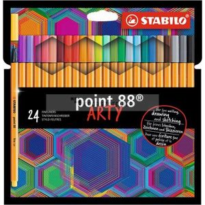 Tűfilc készlet, 0,4 mm, STABILO "Point 88 ARTY", 24 különböző szín
