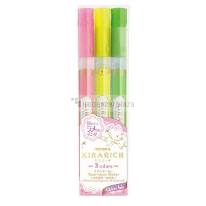 Szövegkiemelő készlet, 3,5 mm, vágott hegy, ZEBRA "Kirarirch", 3 különböző szín