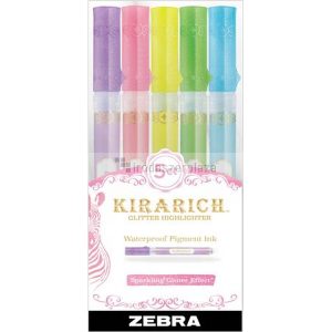 Szövegkiemelő készlet, 3,5 mm, vágott hegy, ZEBRA "Kirarirch", 5 különböző szín